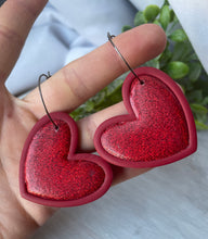 Load image into Gallery viewer, Large Glitter Heart Hoops
