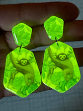 Load image into Gallery viewer, Leaves &amp; Sloths Stud Dangles (Glow-n-the-dark)
