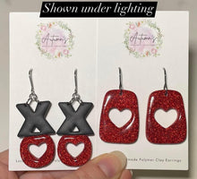 Load image into Gallery viewer, Black &amp; Red Glitter XO Hooks
