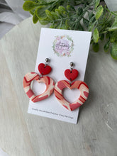 Load image into Gallery viewer, Marbled Cut Out Heart Dangles
